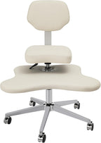 Cross Legged Chair, Adjustable Meditation Chair with Wheels, 360° Swivel Seat & Footrest for Yoga Office