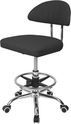 Height Adjustable Drafting Chair, Tall Office Chair with Backrest and Foot Rest, Swivel Rolling Stool, Ergonomic Computer Chairs, for Home Office Studio Dental Salon, 220 lbs Black