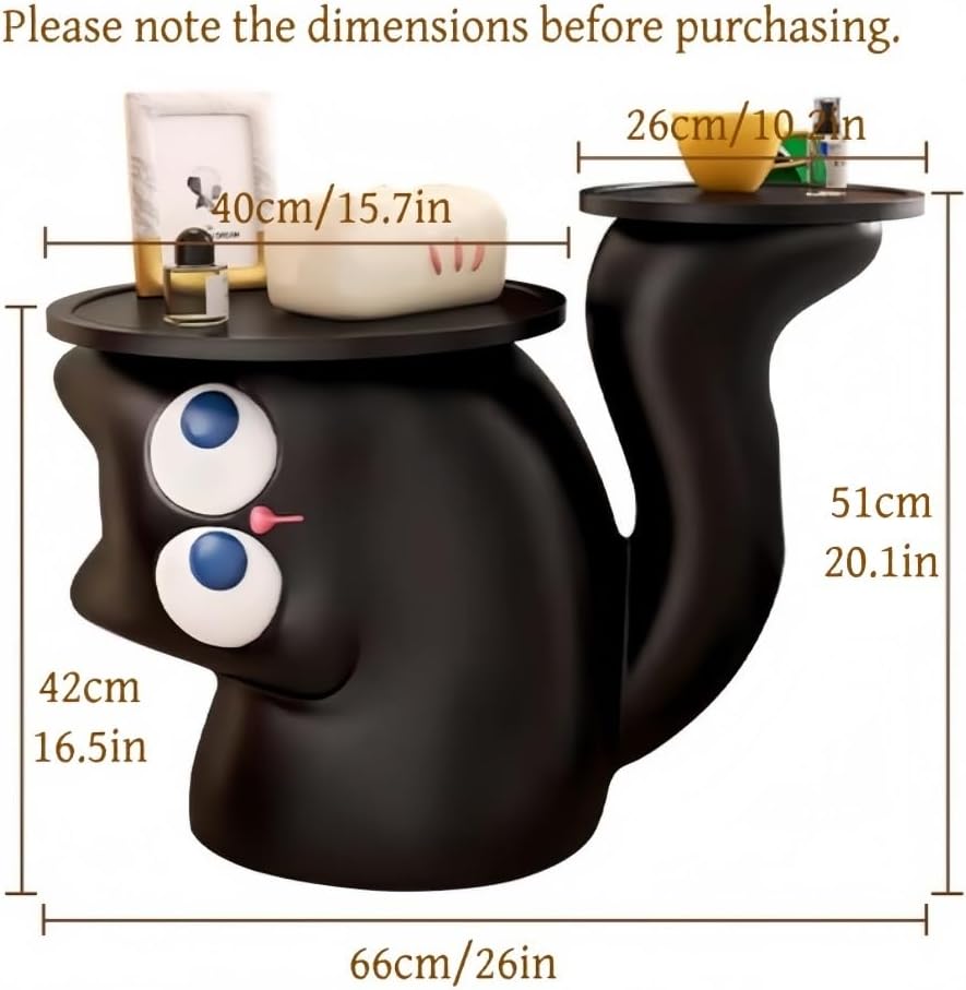 Creative Resin Side Table, Cartoon Night Stand with Double Tabletop, Irregular Floor-Standing Coffee Table, Multifunctional Home Decor for Living Room and Balcony