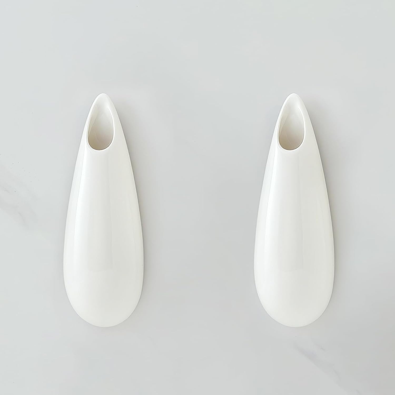 Hanging Ceramic Wall Vases, 7.9 Inch, Set of 2, Cubicle Modern Decor Wall Plant Holder Vase for Indoor Plants,Propagation Hanging Flower Pots for Air Vases,White