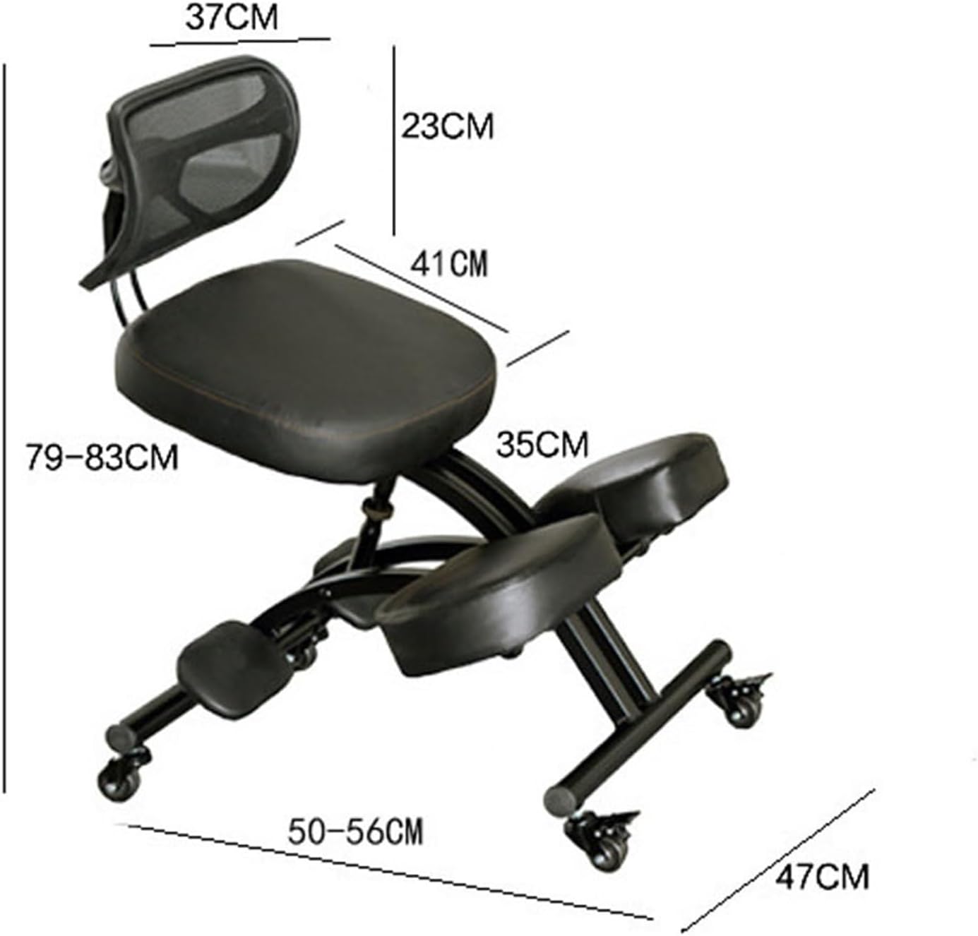 Ergonomic Kneeling Chair with Adjustable Back Support & Wheels, Posture Correction Desk Chair for Home Office to Relieve Back Pain