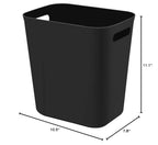 UUJOLY Plastic Small Trash Can Wastebasket, Garbage Container Basket for Bathrooms, Laundry Room, Kitchens, Offices, Kids Rooms, Dorms, 3.5 Gallon, Black