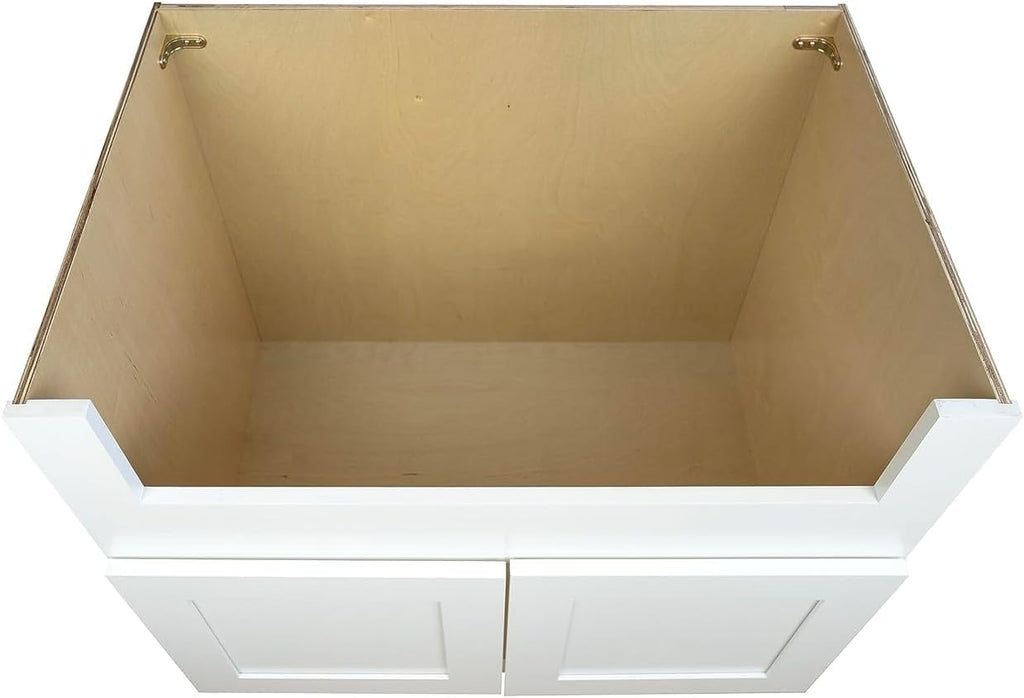 Hollywood Fabiani Design Farm Sink Base Kitchen Cabinet 36 in. W x 24 in. D x 34-1/2 in. H, Shaker White – Solid Wood Frame, 1/2-Inch Cabinet-Grade Plywood Box, Ready to Assemble