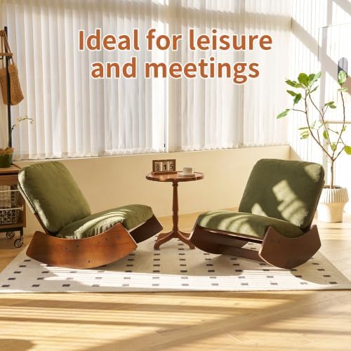 Green Rocking Chair for Nursery Living Room, Upholstered Glider with High Back and Padded Cushion, Comfy Accent Armchair with Solid Wood Frame for Bedroom Reading