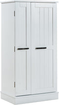 Kitchen Pantry Storage Cabinet with Doors, Freestanding Small Pantry with 5 Adjustable Shelves and 4 Door Racks, Food Storage Organizer for Kitchen Dining Room Craft Room, White`
