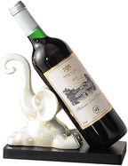 ELEGANTZ Modern Wine Bottle Holder – Decorative Elephant Design with Chrome Finish – Single Bottle Display Stand for Countertop, Bar, or Dining Table – Elegant Wine Rack with Black Base