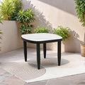 Modern Faux Marble Side Table for Outdoor/Indoor- 23.6" Patio Aluminum End Table with White Marble-Inspired Sintered Stone Top, Rounded Corners, Weatherproof & Rust-Free
