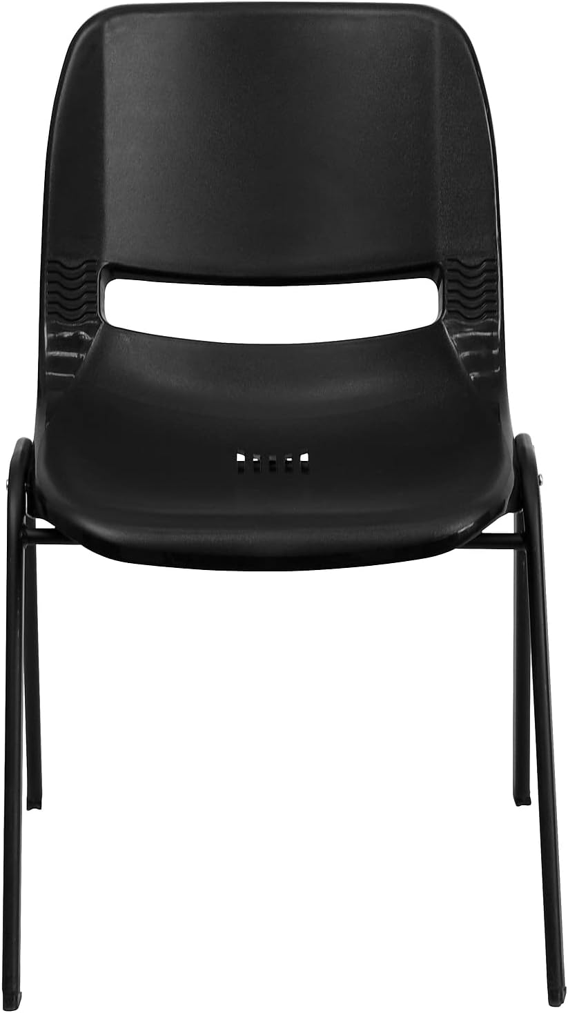 Flash Furniture Hercules Series Ergonomic Lightweight Shell School Chairs, Plastic Stacking Chairs, Set of 5, Black