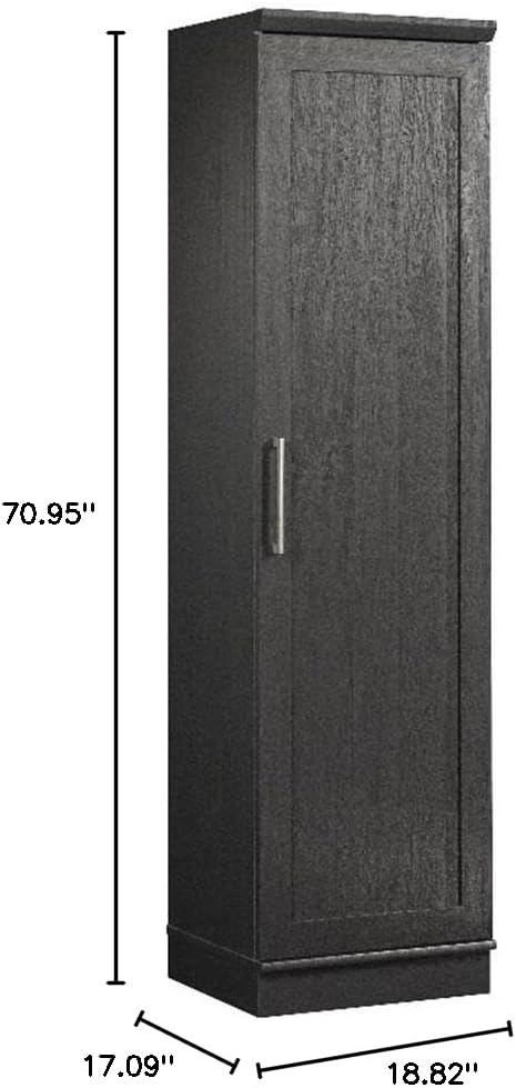 MAKLAINE Engineered Wood Single Door Pantry, 71 in Tall, Raven Oak Finish, Adjustable Shelves, Reversible Door, Compact Design for Kitchen, Dining Room, or Garage Storage