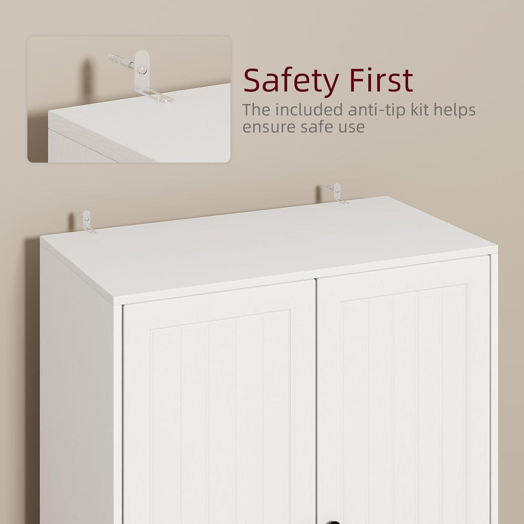 4 EVER WINNER 72" Tall Kitchen Pantry Storage Cabinet, Farmhouse Pantry Cabinet with Adjustable Shelves and Drawers, Rustic Wood Cupboard for Kitchen, Dining Room, Living Room, Bedroom, White