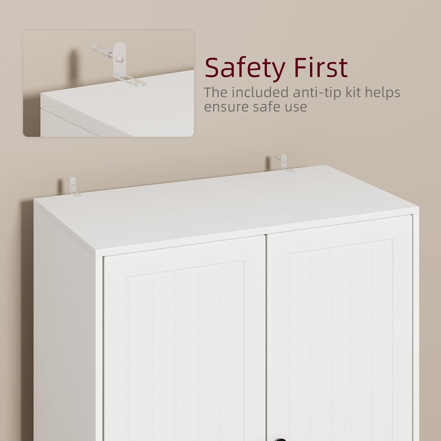4 EVER WINNER 72" Tall Kitchen Pantry Storage Cabinet, Farmhouse Pantry Cabinet with Adjustable Shelves and Drawers, Rustic Wood Cupboard for Kitchen, Dining Room, Living Room, Bedroom, White