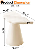 Guyii Irregular End Table, Cream White Side Table, Small Shark Fin Sofa Table for Living Room, Office, Home, Bedroom, Easy Assembly