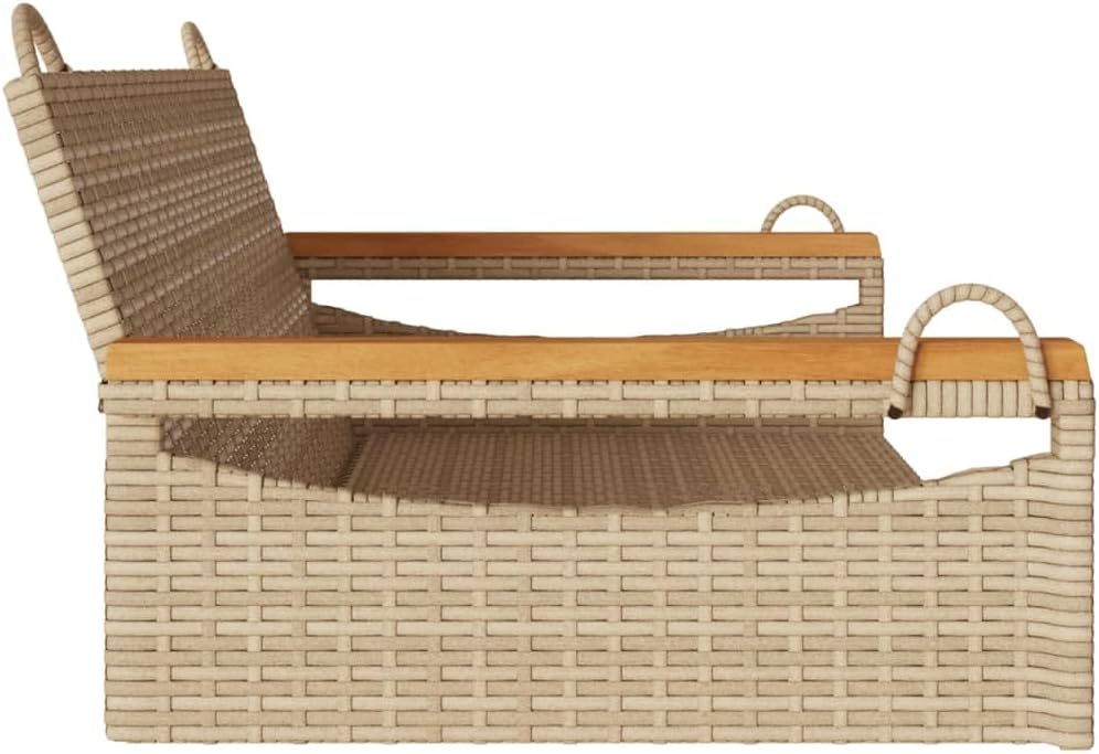 Patio Swing Bench Beige,Beige Poly Rattan Swing Bench Durable, Stylish Outdoor & Indoor Garden Furniture for Two Patio Furniture