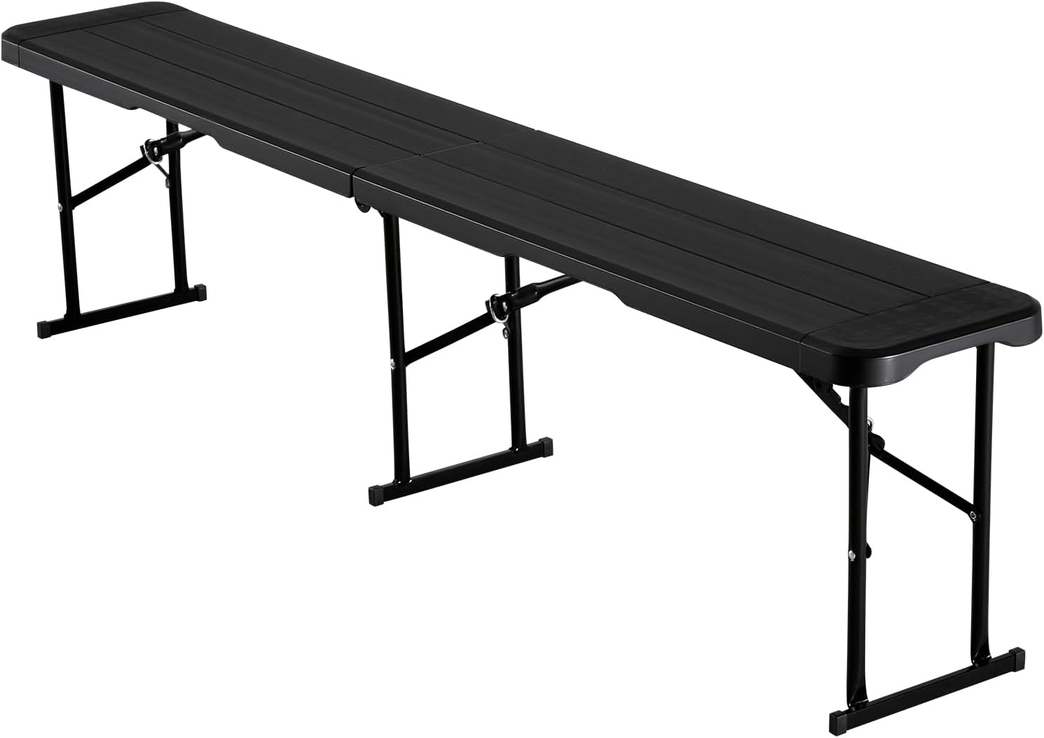 VEVOR Plastic Folding Bench, 6 ft Portable Bench for Outdoor Picnic Party Camping Dining, Foldable Smooth HDPE Seat for Garden Soccer Multipurpose Entertaining Activities, 1/2 Pack (2, Black, 6FT)