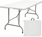 Luonty 6ft Folding Table – Heavy Duty Plastic Table for Patio, Events, or Camping – Portable, Weather-Resistant, Easy to Store – Holds up to 330 lbs