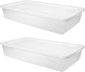 (2 Pack) 41 Quart Under Bed Storage Containers, Flat Storage Bins with Lids, Plastic Material Stackable, for Bedroom, Garage, Pantry, Closet & Home Organization, White