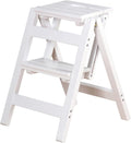 Foldable Wooden Step Stool 2 Steps Ladder Chair Antislip Stairs Folding Shelf Multifunction Shoe Bench Flower(A)