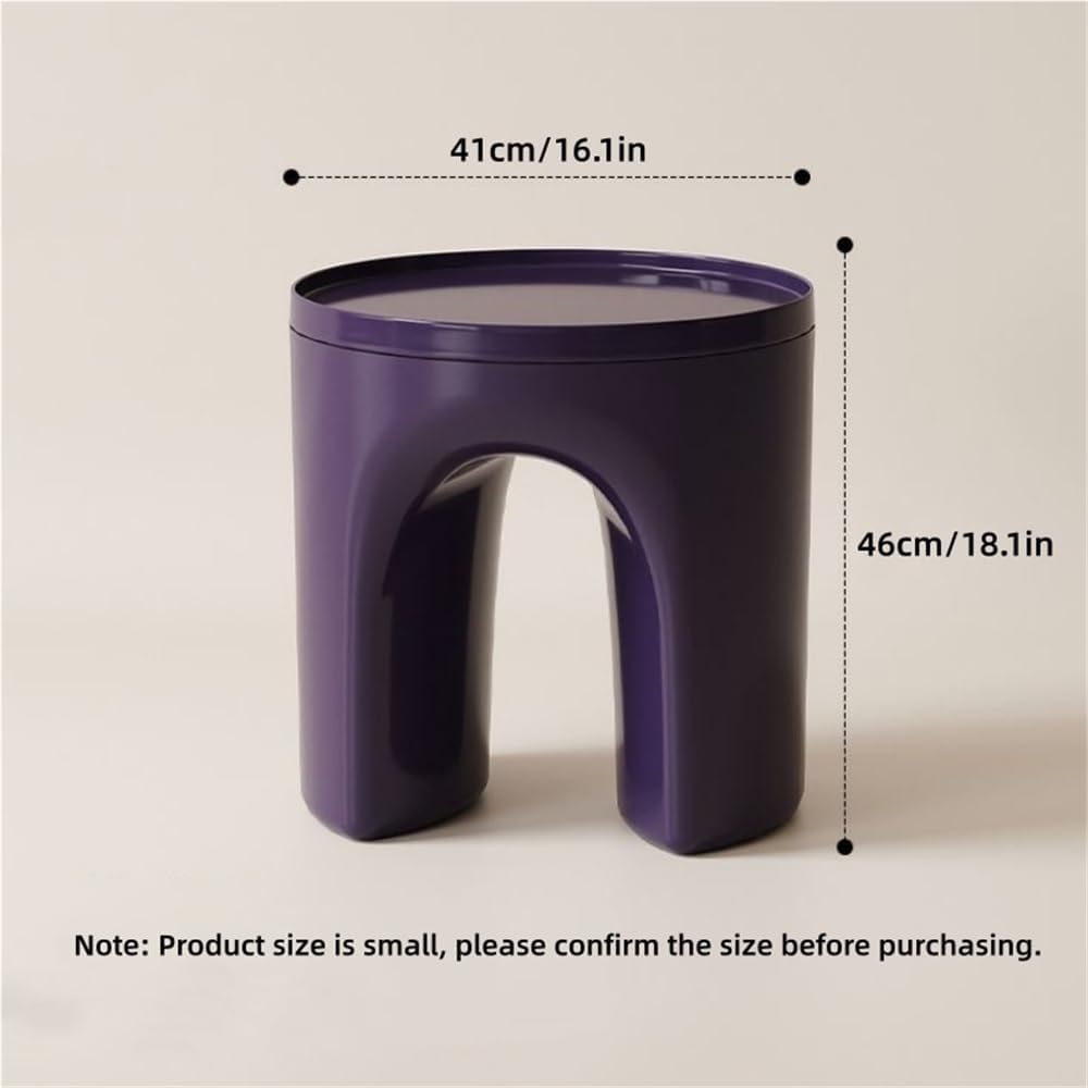 Small Round Plastic Side Tables, Modern and Minimalist Bedside Table, End Table for Home, Creative Couch Table Use in Living Room, Bedroom and Balcony(Purple)