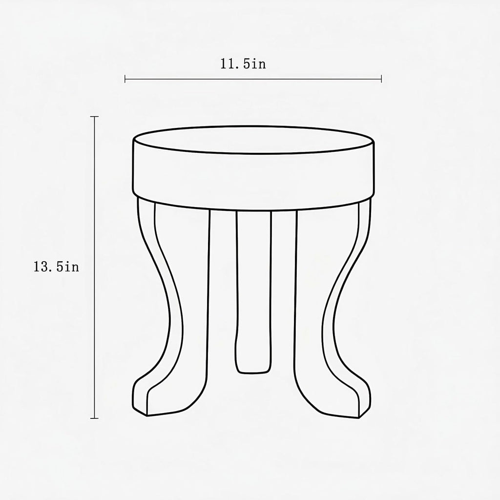 Rustic Round Wooden End Table, 13.5" H Dark Brown Solid Wood Accent Side Table with Sculptural Legs, Bedroom, Patio,