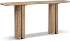Jennifer Taylor Home Sonoma 72" Reclaimed Pine Split-Pillar Console Table, Rustic Greige Brown Reclaimed Pine Wood