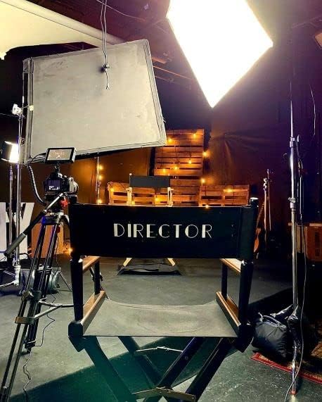 Filmcraft Tall Director's Chair (White Canvas, Natural Frame)