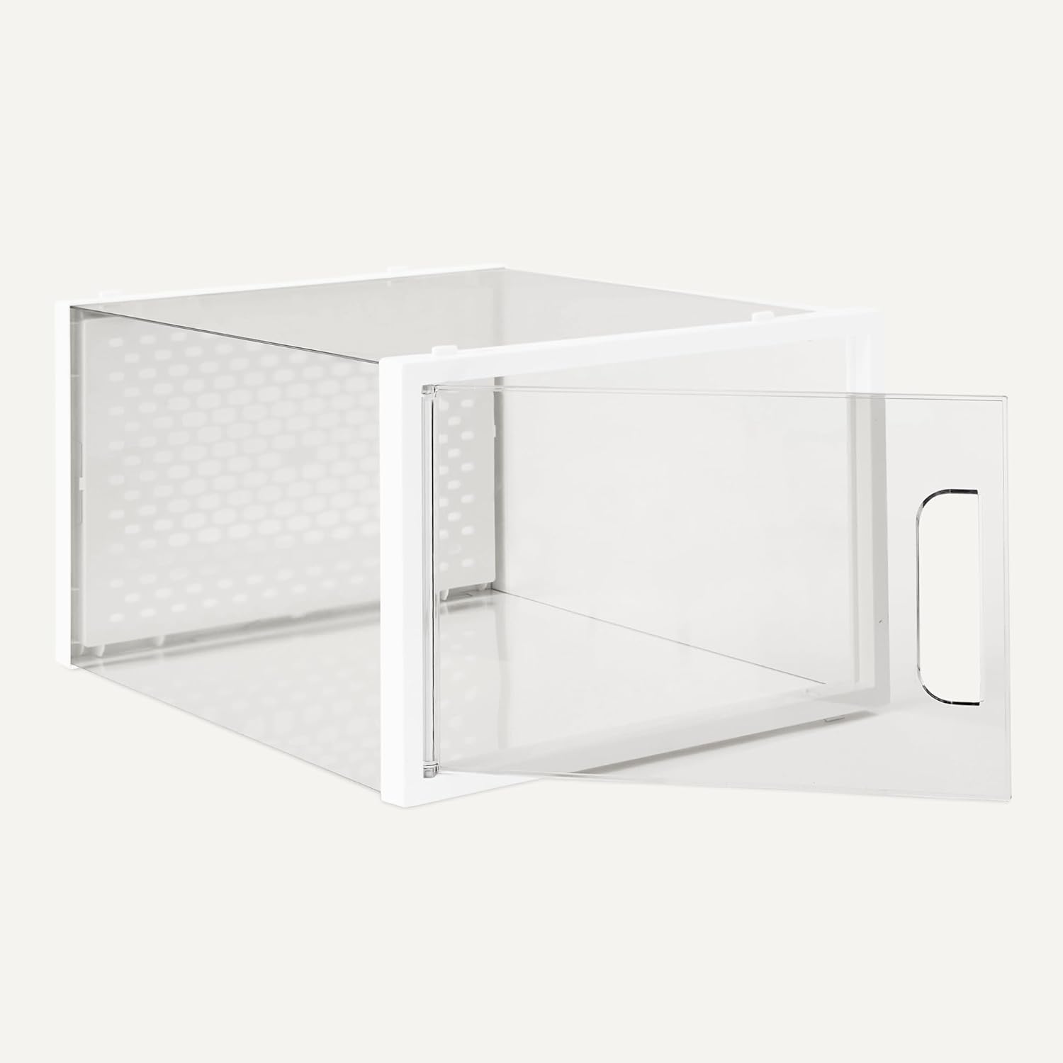 Amazon Basics Stackable and Foldable Clear Shoe Storage Organizer Box, Large, 12-Pack
