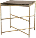 Pemberly Row Modern Metal Side Table, Gold Finish, Square Glass Top, Powder-Coated Steel Base, Sleek and Sturdy Design, Living Room or Bedroom Accent Furniture, Supports up to 20 lb