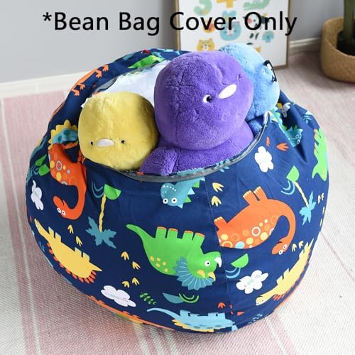 YuppieLife Kids Storage Bean Bag Cover（No Filling）Toy Organizer|Carrying Handle Sofa|Available for Kids and Teenager|Cuddle Chair|Machine Washable and Durable（27“,Dinosaur）