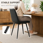 Extendable Dining Table Set for 6, 63-79 Inch Brown Kitchen Table Set with 8 Black Linen-Cotton Chairs with Walnut Metal Legs,Wood Storage (Table + Black Chairs, 1 Table + 6 Chairs)