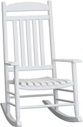 Wooden Outdoor Rocking Chair, Weatherproof Oversized Rocking Chair, Heavy Duty Comfort with 450 lbs Weight Capacity, Solid Relaxing Rocker with High Back for Patio, Porch, Living Room (white)