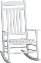 Wooden Outdoor Rocking Chair, Weatherproof Oversized Rocking Chair, Heavy Duty Comfort with 450 lbs Weight Capacity, Solid Relaxing Rocker with High Back for Patio, Porch, Living Room (white)