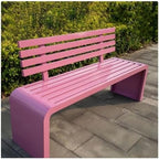 Outdoor Bench, Iron Anti-Corrosion Wood Park Bench with backrest Outdoor Bench Garden Public Leisure Seats Garden Bench(Pink,120cm)
