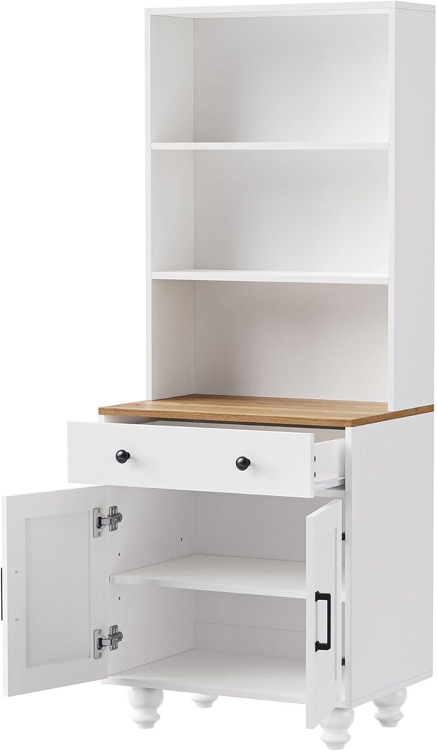 Farmhouse Storage Cabinet, Modern Kitchen Pantry Cabinet with Adjustable Shelves, 5 Tier Bookshelf for Living Room,for Kitchen Home