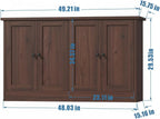holzart Rustic Brown Buffet Cabinet with Storage, 49" Farmhouse Kitchen Sideboard with 4 Doors, Industrial Coffee Bar Cabinet & Console Table for Dining Room, Living Room