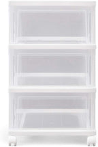 Iris Ohyama NSCLZ503 Closet Chest, White/Clear, Clothes Case, Storage Storage, Plastic, Chest, 3 Tiers, With Wheels