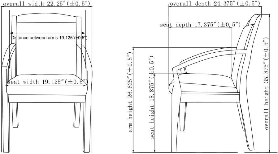 Lorell Sloping Arms Wood Guest Chair
