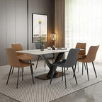 Dining Chairs, Modern PU Leather Dining Room Chair with Sturdy Metal Legs, Upholstered Seat Dinner Chairs Accent Side Chairs for Indoor Kitchen Living Room (Brown, Set of 4)