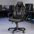 HapGIFT Gaming Chair, Ergonomic Computer Gaming Chairs with Link Armrest, PU Leather Video Game Chairs for Adults Teens, Height Adujustable Racing Style PC Chair for Home, 300LBS (BLACK)