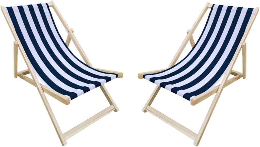Geelife Populus Wood Sling Chair - Solid Wood Dark Blue - 2Pcs Adds Fresh Look to Outdoor Spaces - Cozy Outdoor Living
