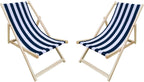 Geelife Populus Wood Sling Chair - Solid Wood Dark Blue - 2Pcs Adds Fresh Look to Outdoor Spaces - Cozy Outdoor Living