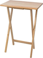 2-Pack Modern Indoor Folding Tray Table Natural Rubberwood - Portable TV Dinner Stand for Sofa, Laptop Desk, Bed Tray, Small Space