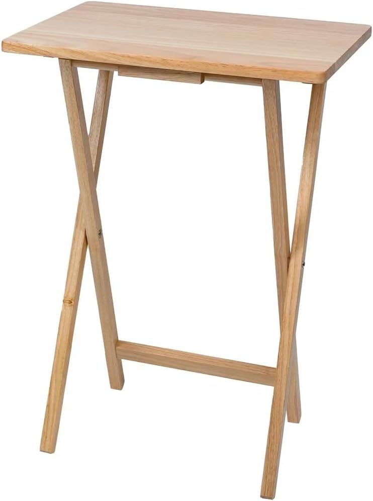 2-Pack Modern Indoor Folding Tray Table Natural Rubberwood - Portable TV Dinner Stand for Sofa, Laptop Desk, Bed Tray, Small Space