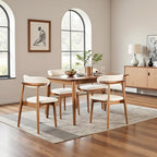 Solid Wood Dining Chair Set of 4, Breathable Fabric Upholstered Kitchen Chairs, Modern Farmhouse Style, Ergonomic Backrest, Rebound Sponge