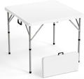 VINGLI 34" Fold in Half Square Table, Bi-Folding Commercial Portable Plastic Dining Table for Kitchen Outdoor Party Wedding Event, White