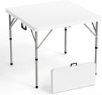 VINGLI 34" Fold in Half Square Table, Bi-Folding Commercial Portable Plastic Dining Table for Kitchen Outdoor Party Wedding Event, White