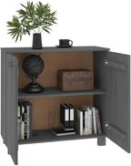 Dark Grey Solid Pine Wood Sideboard with MDF Large Storage Cabinet, Rustic Design for Living Room and Dining Area, Two Doors and Built-in Shelves for Ample Storage, Durable