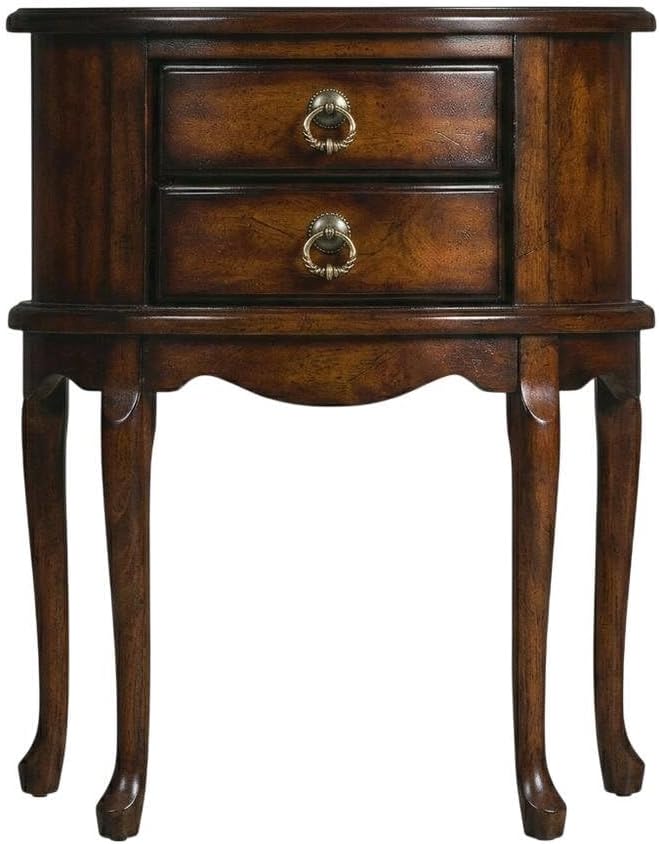 Starlight Canyon Home Oval Side Table with Storage Drawers, Traditional Cherry End Table with Rubberwood and Poplar Frame Construction