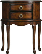 Starlight Canyon Home Oval Side Table with Storage Drawers, Traditional Cherry End Table with Rubberwood and Poplar Frame Construction