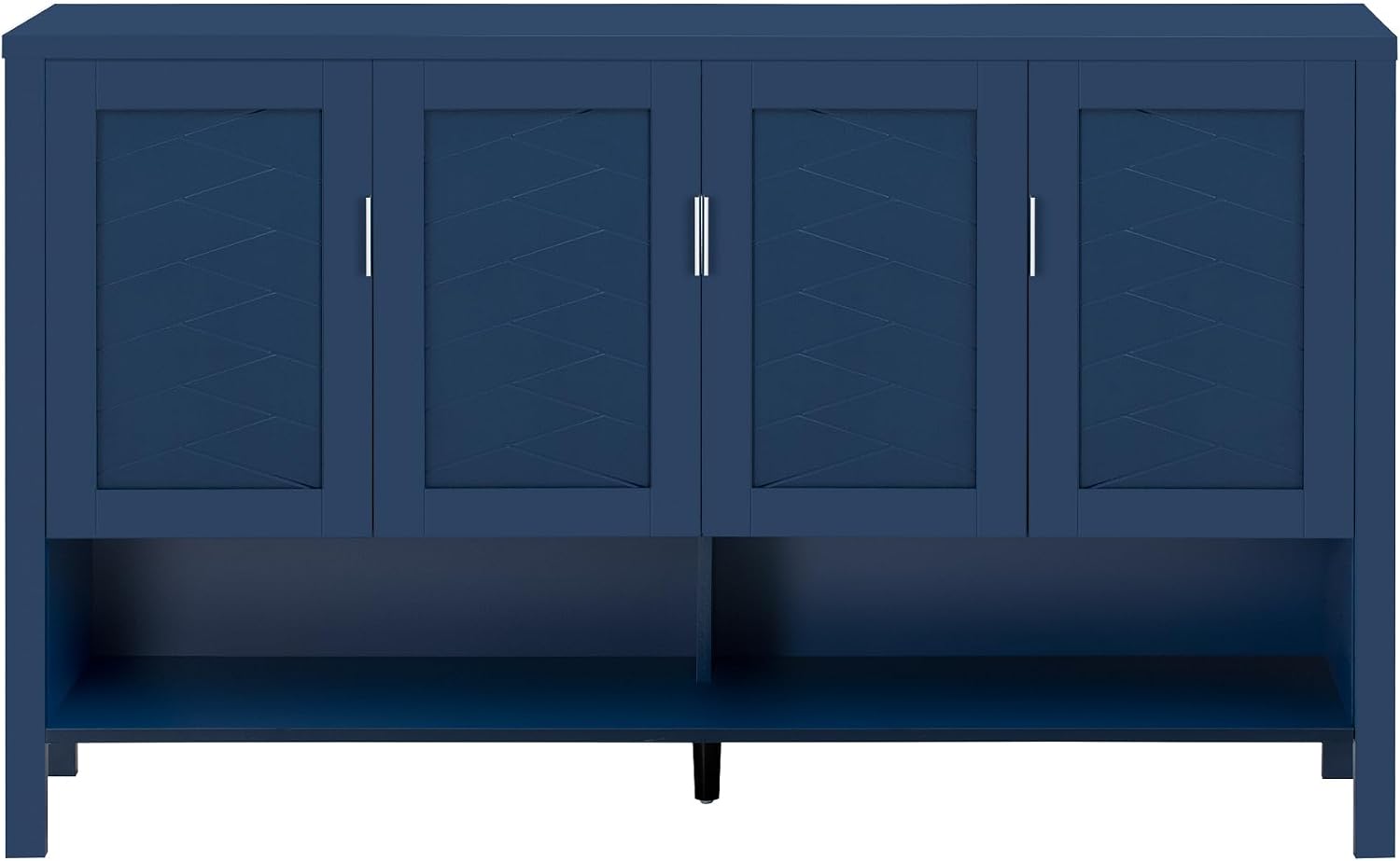 Virubi 55" Sideboard Buffet Cabinet with Storage and Double Hooks, Modern Wood Coffee Bar Cabinet with Open Shelf and 2-Tiers Adjustable Shelves for Living Room, Hallway, Dining, Navy Blue