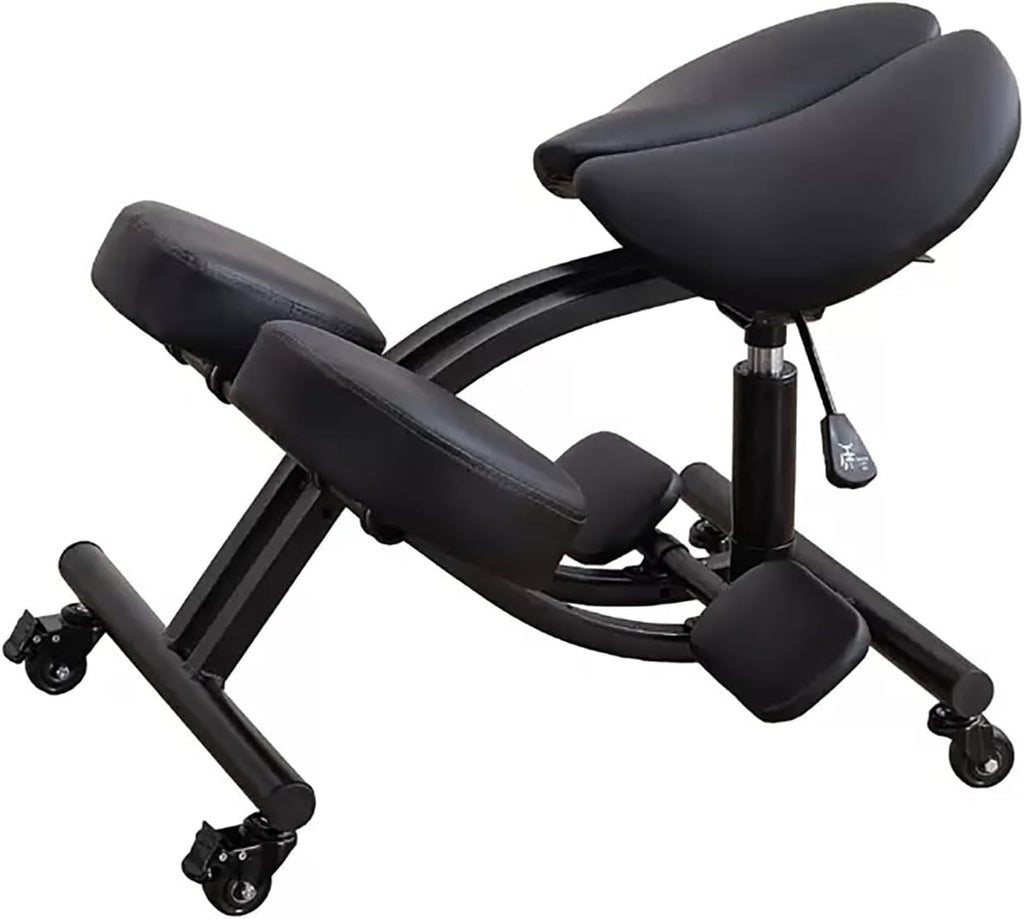 Saddle Chair Office Saddle Kneeling Chair, Adjustable Height Ergonomic Stool for Home, Relieve Pain Mobile Angled Posture Seat with Thick Cushion Pad